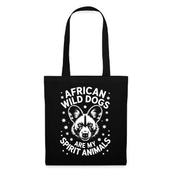 Afrikanischer Wildhund Sprüche Lustiges Geschenk - Stoffbeutel - Schwarz - Vorne