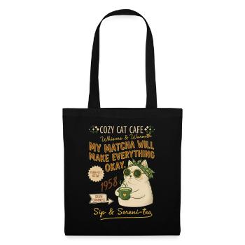 Cozy Cat Cafe My Matcha Will Make Everything Okay - Tote Bag - black - Front