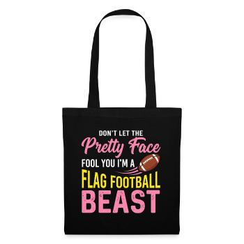Flag Football Beast - Funny Pretty Face Quote - Tote Bag - black - Front