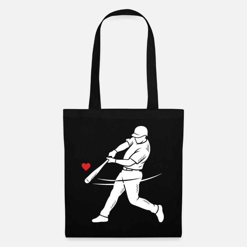 Baseball Schlagmann Silhouette Herz - Stoffbeutel - Schwarz