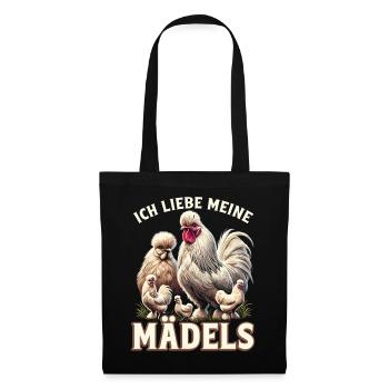 Ich Liebe Meine Mädels Seidenhühner - Stoffbeutel - Schwarz - Vorne
