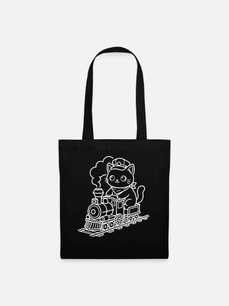 Zugliebhaber Kawaii Katze - Stoffbeutel - Schwarz