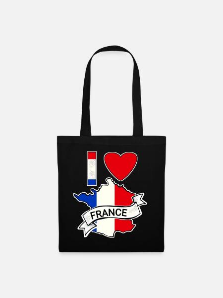 France - Drapeau - Carte - Sac en tissu - noir
