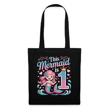 Sirène 1er anniversaire 1 année - Sac en tissu - noir - Devant