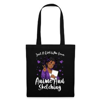 Nur Ein Mädchen, Das Anime Liebt Und Afro Zeichnet - Stoffbeutel - Schwarz - Vorne