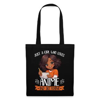 Nur Ein Mädchen, Das Anime Liebt Und Afro Zeichnet - Stoffbeutel - Schwarz - Vorne