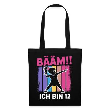 Bääm, j’ai 12 ans, fille qui fait le dab, 12e anniversaire - Sac en tissu - noir - Devant