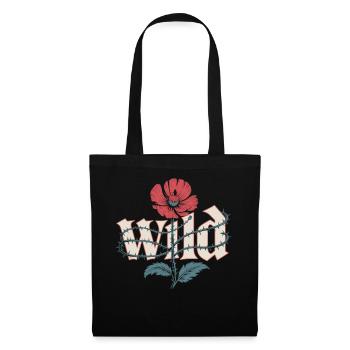 Chemise de fleurs sauvages avec motif de pavot - Sac en tissu - noir - Devant