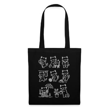 Croquis à la craie de chats - Sac en tissu - noir - Devant