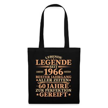 1966 Jahrgang geboren 60 Jahre Geburtstag - Stoffbeutel - Schwarz - Vorne
