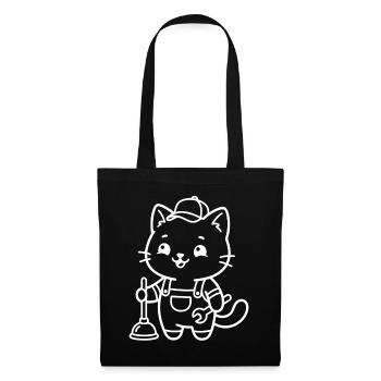 Plombier Kawaii Cat - Sac en tissu - noir - Devant