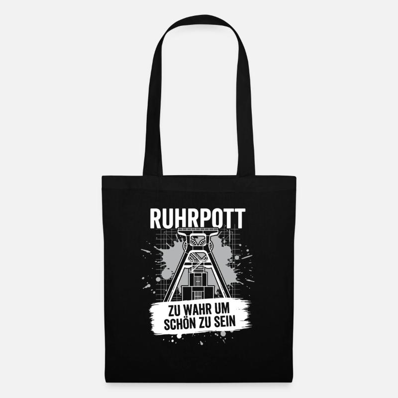 Ruhrpott Förderturm Geschenk Zeche Heimat Bergbau - Stoffbeutel - Schwarz