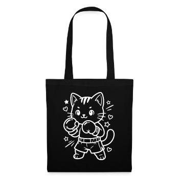 Boxen Kawaii Katze - Stoffbeutel - Schwarz - Vorne