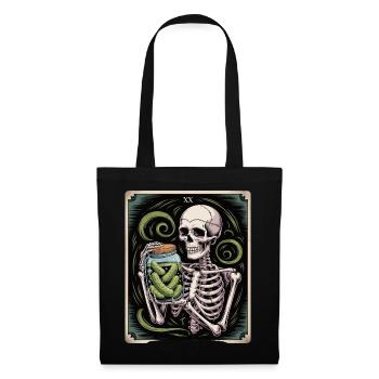 Carte de tarot XX squelette avec pot de cornichons - Sac en tissu - noir - Devant