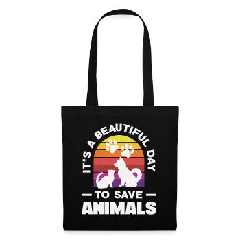 Belle journée pour sauver des animaux Parrainage animal - Sac en tissu - noir - Devant