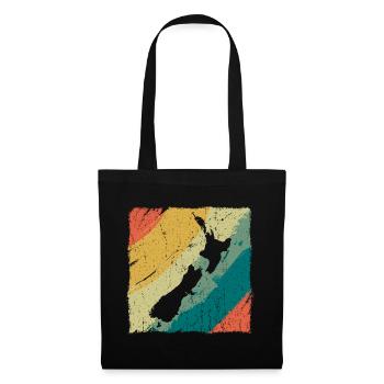 Logo rétro de la carte terrestre de la Nouvelle-Zélande Vintage NZ - Sac en tissu - noir - Devant