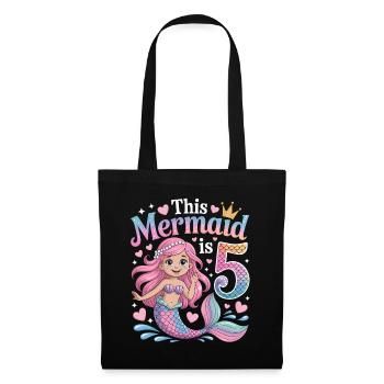 5e anniversaire de la Sirène 5 ans - Sac en tissu - noir - Devant