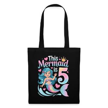 5e anniversaire de la Sirène 5 ans - Sac en tissu - noir - Devant
