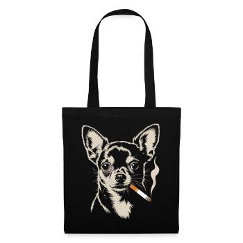 Chemise Chihuahua – Motif de chien croquis - Sac en tissu - noir - Devant