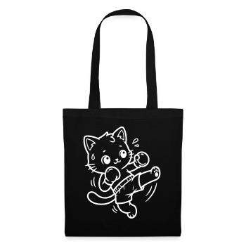 Kawaii Katze Kickboxen - Stoffbeutel - Schwarz - Vorne