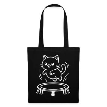 Kawaii Katzen Trampolin - Stoffbeutel - Schwarz - Vorne