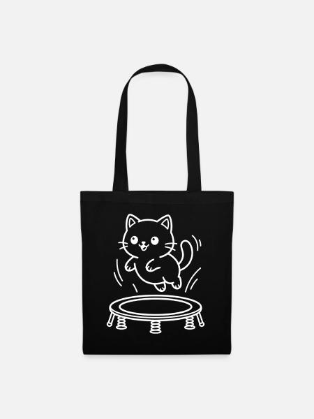 Kawaii Katzen Trampolin - Stoffbeutel - Schwarz