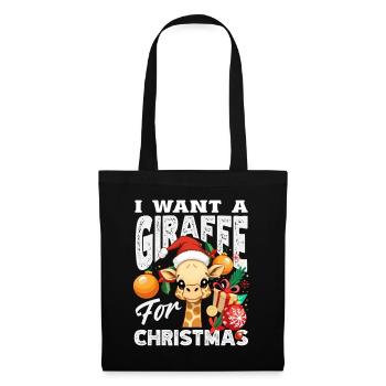 Je souhaite un Noël de girafe - Sac en tissu - noir - Devant