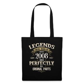 18th Birthday Gift Husband Vintage March 2008 - Tote Bag - black - Front