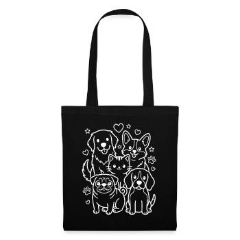 Animaux de compagnie Kawaii Chat et Chiens - Sac en tissu - noir - Devant