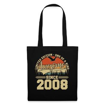 2008 Vintage Vintage Anniversaire Rétro Cadeau - Sac en tissu - noir - Devant