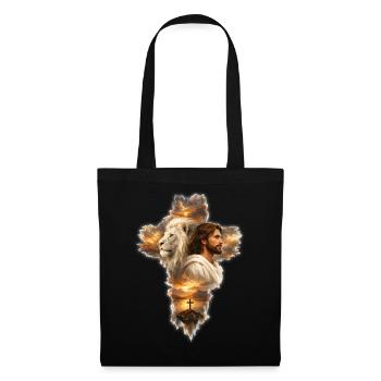 Bible chrétienne de la croix de Jésus, Lion Judah - Sac en tissu - noir - Devant