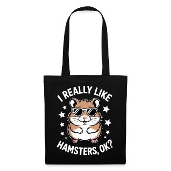 Hamster Sprüche Hamster Lustiges Hamster Geschenk  - Stoffbeutel - Schwarz - Vorne