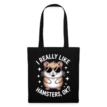 Hamster Sprüche Hamster Lustiges Hamster Geschenk  - Stoffbeutel - Schwarz - Vorne