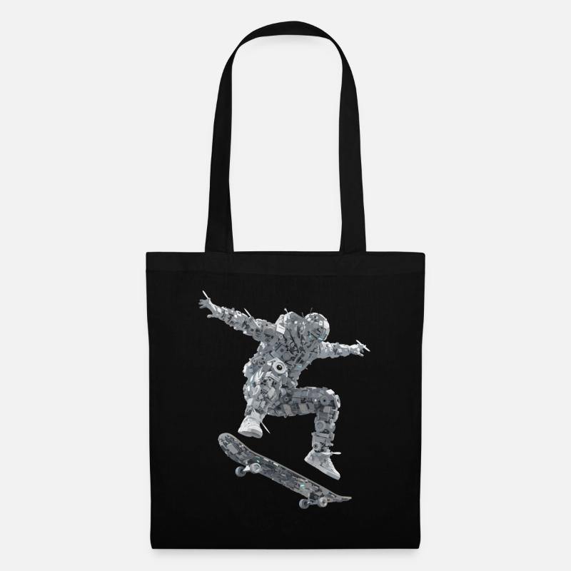 Skateboard Robot - Tote Bag - black