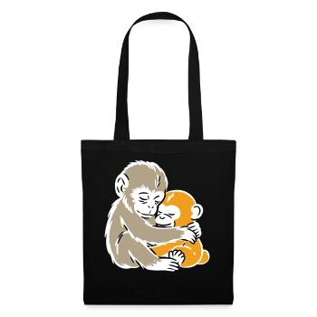 Monkey Hug Duo Illustration - Stoffbeutel - Schwarz - Vorne