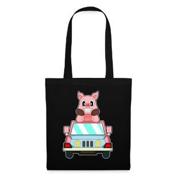 Pig Car - Tote Bag - black - Front