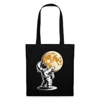 Astronaut Hugging Moon T-Shirt - Tote Bag - black - Front