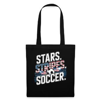 Stars Stripes Soccer – USA Fußball Fan - Stoffbeutel - Schwarz - Vorne