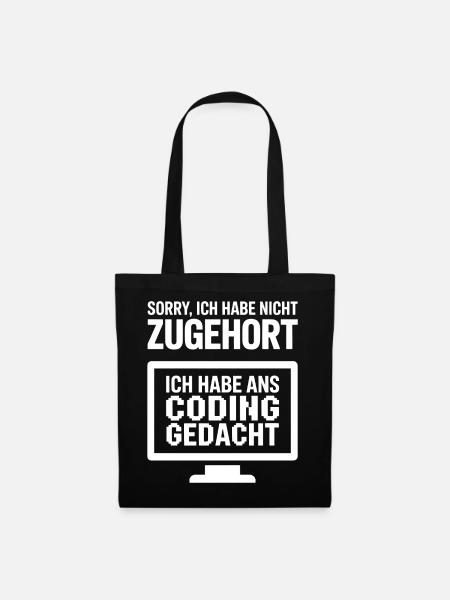 Coding Gedanke Spruch - Stoffbeutel - Schwarz