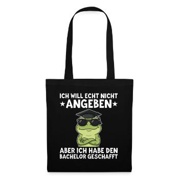 Bachelor Bestanden Frosch Abschluss Geschenk - Stoffbeutel - Schwarz - Vorne