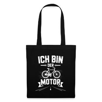 Ich bin der Motor Fahrrad-Motiv - Stoffbeutel - Schwarz - Vorne