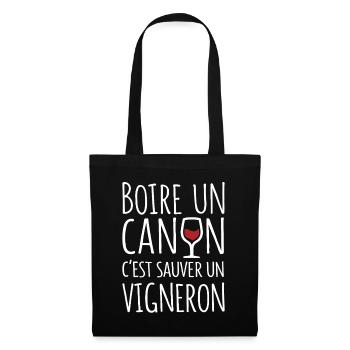 Boire Un C’est Sauver Un Vigneron Humour Vin - Sac en tissu - noir - Devant