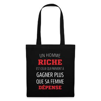 Homme Riche Citation Humour Couple Argent - Sac en tissu - noir - Devant