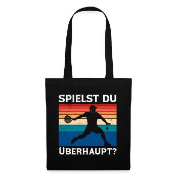 Padel Sport SPIELST DU ÜBERHAUPT Retro Lustig - Stoffbeutel - Schwarz - Vorne