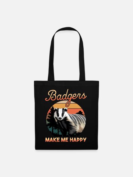 Funny Animal Badger - Stoffbeutel - Schwarz
