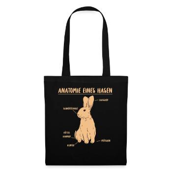 Hase Anatomie kawaii Beschreibung eines Hasen - Stoffbeutel - Schwarz - Vorne