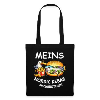 Lustiges Fischbrötchen Küstenhumor Nordsee Ostsee - Stoffbeutel - Schwarz - Vorne