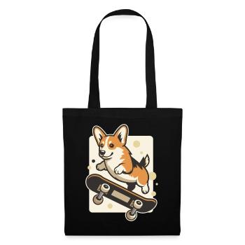 T-shirt Corgi Skateboard Corgi Skateur - Sac en tissu - noir - Devant