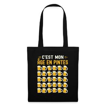 Mon Âge En Pintes 30 ans Humour Anniversaire Bière - Sac en tissu - noir - Devant