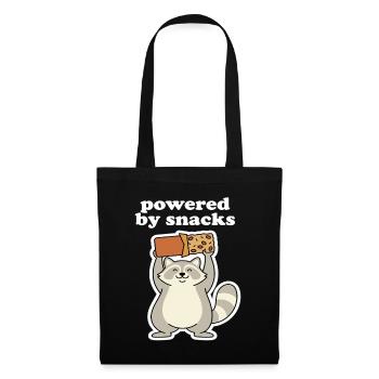 Powered by Snacks Raccoon Motif - Tote Bag - black - Front